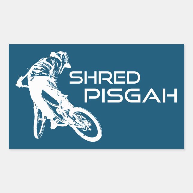 Pegatina Rectangular Shred Pisgah North Carolina Mountain Bicicleta (Anverso)