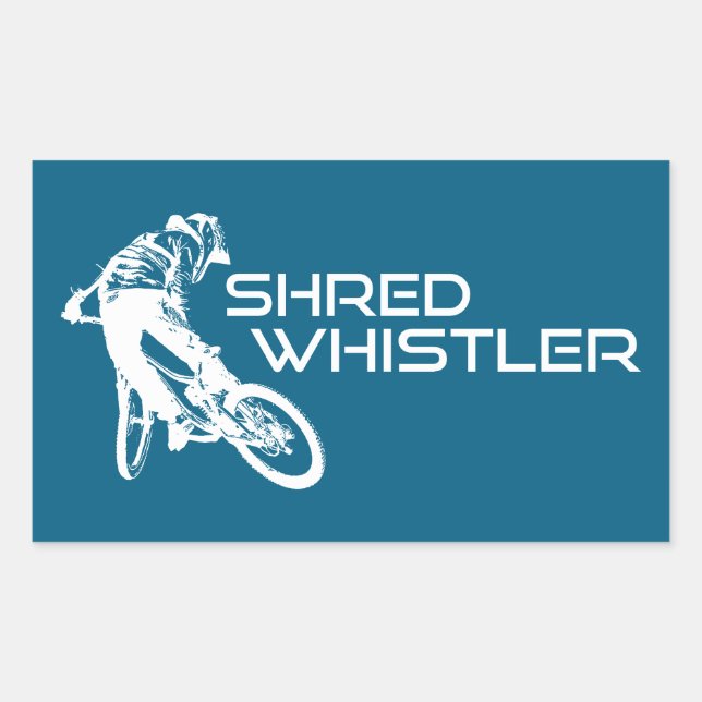 Pegatina Rectangular Shred Whistler British Columbia Mountain Biking (Anverso)
