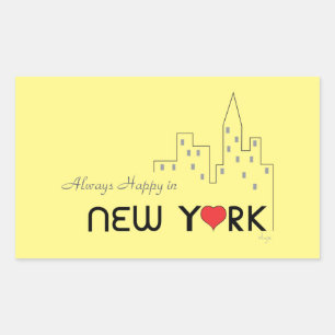Pegatina Rectangular Siempre feliz en Nueva York