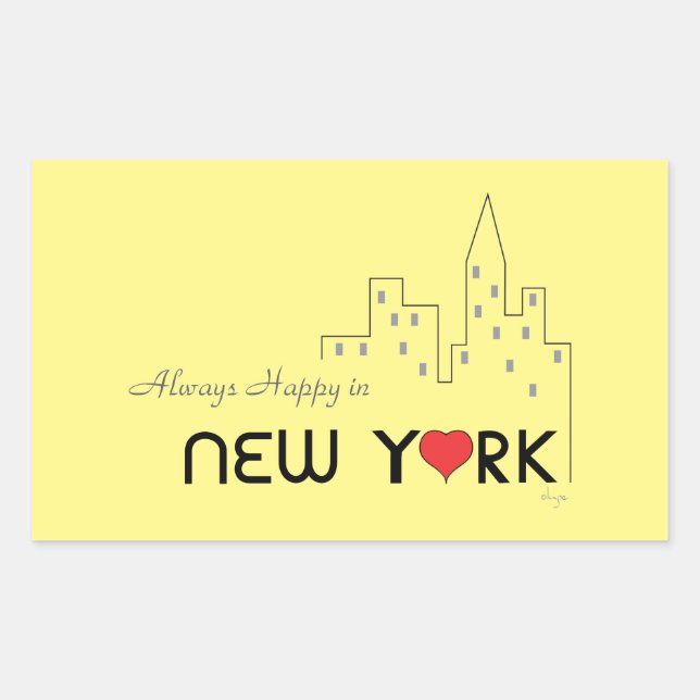 Pegatina Rectangular Siempre feliz en Nueva York (Anverso)