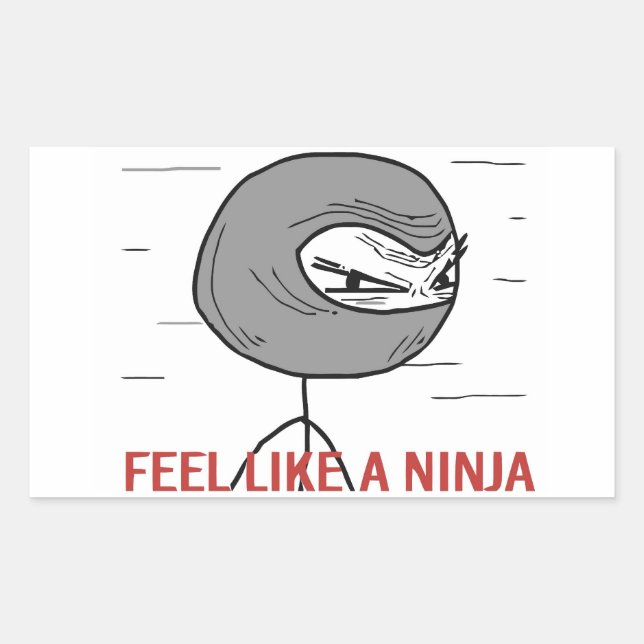 Pegatina Rectangular Siente como un Ninja (Anverso)