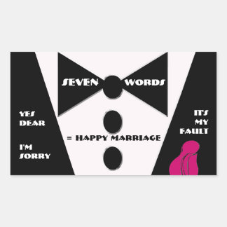 Pegatina Rectangular Siete Palabras = Feliz Matrimonio - Sí Querido