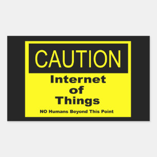 Pegatina Rectangular Signo de advertencia de advertencia de Internet of