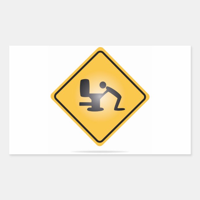 Pegatina Rectangular Signo de advertencia de la resaca amarilla rectang (Anverso)