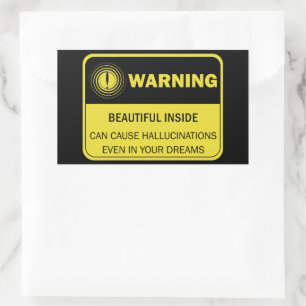 Pegatina Rectangular Signo de advertencia divertida para mujeres