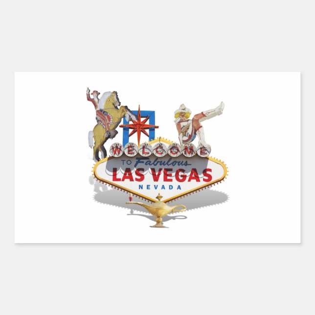 Pegatina Rectangular Signo de bienvenida de Las Vegas (Anverso)