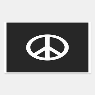 Pegatina Rectangular Signo de paz en blanco y negro