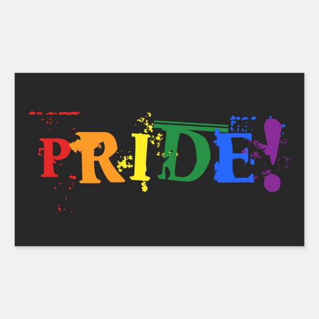 Pegatina Rectangular Signo de texto de orgullo LGBT (Anverso)