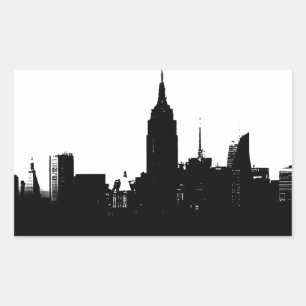 Pegatina Rectangular Silhouette Black White New York