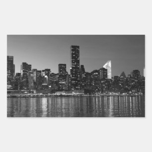 Pegatina Rectangular Silhouette de Skyscapers de Black White New York
