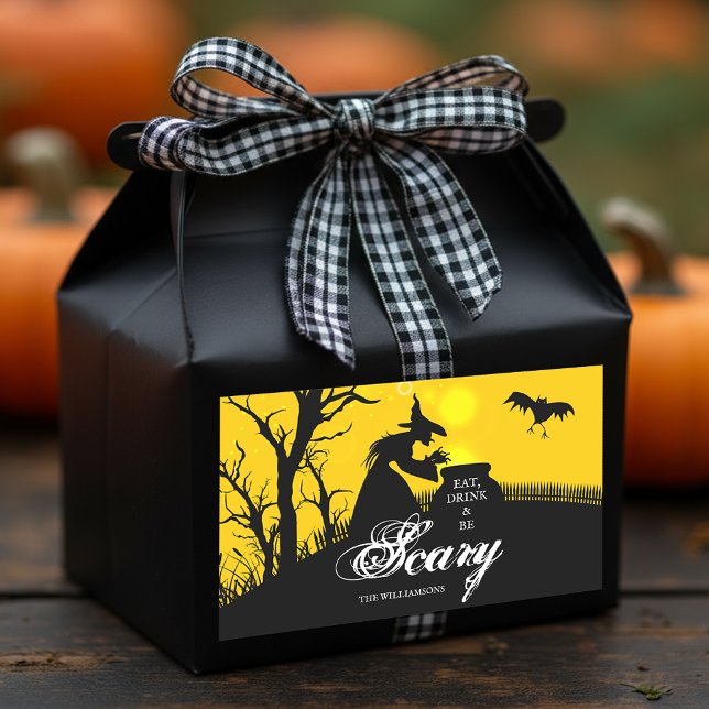 Pegatina Rectangular Silhouette Halloween (Wicked witch silhouette Halloween theme rectangle stickers 4.5 x 2.7 inch (sheet of 4)  )