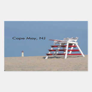 Pegatina Rectangular silla de socorrista de Cape May
