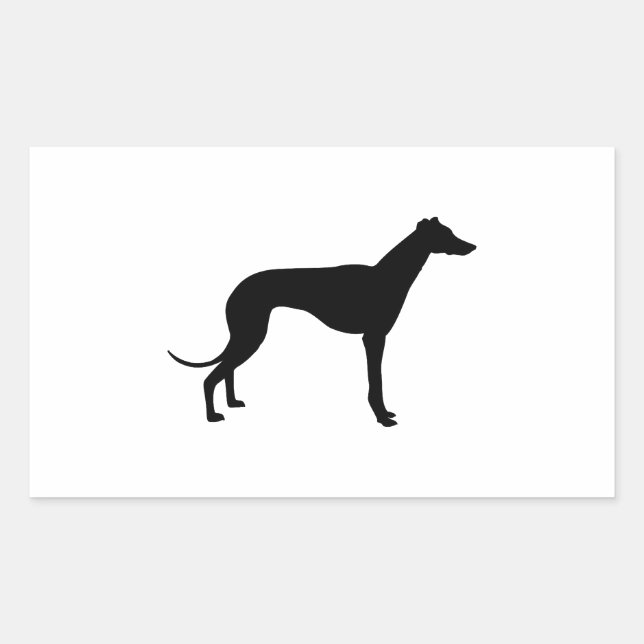 Pegatina Rectangular Silueta de galgo (Anverso)