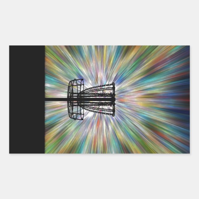 Pegatina Rectangular Silueta de la cesta de golf de disco (Anverso)