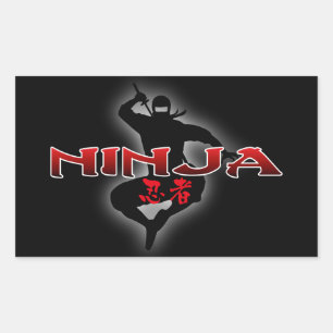 Pegatina Rectangular Silueta de Ninja