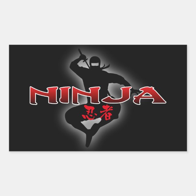 Pegatina Rectangular Silueta de Ninja (Anverso)