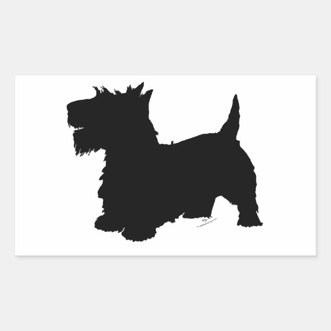 Pegatina Rectangular Silueta de Terrier Escocés (Anverso)
