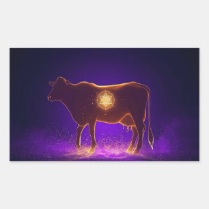 Pegatina Rectangular Silueta de Vaca Divina Govardhan Puja Espiritual