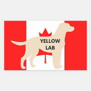 Pegatina Rectangular Silueta del nombre de Labrador Retriever amarillo
