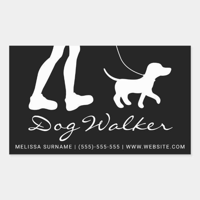 Pegatina Rectangular Silueta elegante de perro paseador en blanco y neg (Anverso)