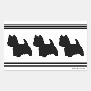 Pegatina Rectangular Silueta Westie