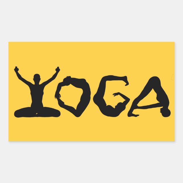 Pegatina Rectangular Siluetas de yoga (Anverso)