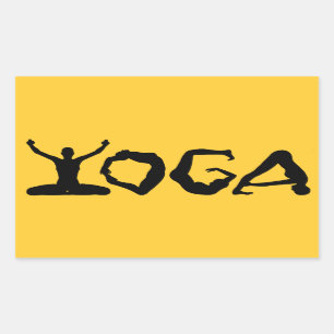 Pegatina Rectangular Siluetas de yoga