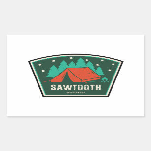 Pegatina Rectangular Silvestre Sawtooth Camping Idaho