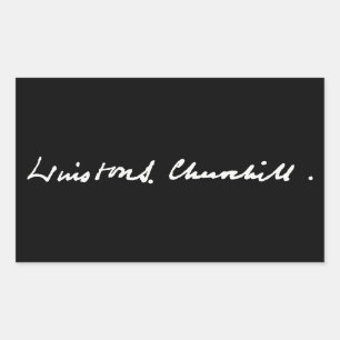 Pegatina Rectangular símbolo de autógrafo de firma de Winston Churchill