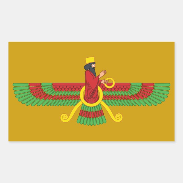 Pegatina Rectangular Símbolo de Faravahar (Anverso)