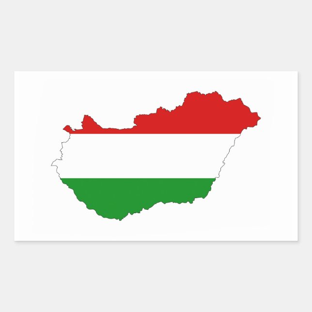 Pegatina Rectangular símbolo de forma de mapa de bandera de país hungrí (Anverso)
