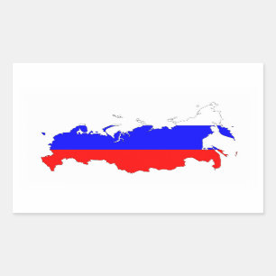 Pegatina Rectangular símbolo de forma del mapa de bandera de rusia