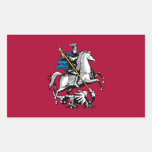 Pegatina Rectangular Símbolo de la bandera de Rusia de la ciudad de Mos