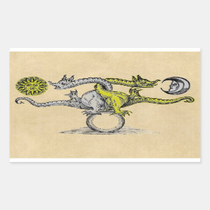 Pegatina Rectangular Símbolo de los dragones del oro y de la plata