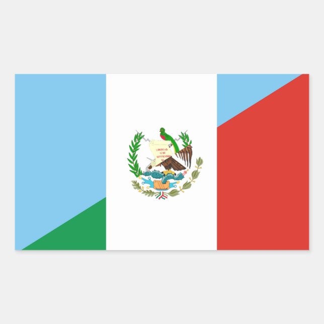 Pegatina Rectangular símbolo de media bandera guatemala méxico (Anverso)