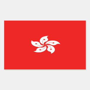 Pegatina Rectangular Símbolo de Orquídea Blanca de Hong Kong