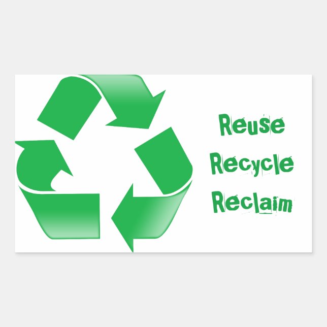 Pegatina Rectangular Símbolo de reciclaje (Anverso)