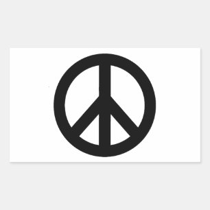 Pegatina Rectangular Símbolo de signo de paz blanco negro