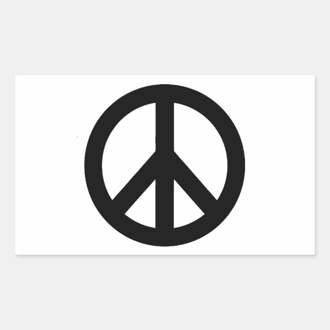 Pegatina Rectangular Símbolo de signo de paz blanco negro (Anverso)