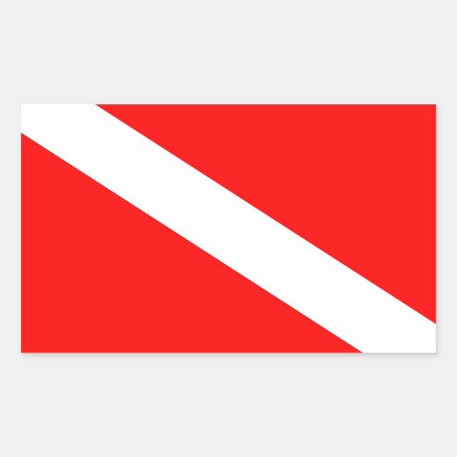 Pegatina Rectangular símbolo de submarinismo con bandera de buceo en di (Anverso)