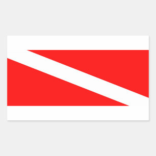 Pegatina Rectangular símbolo de submarinismo con bandera de buceo en di