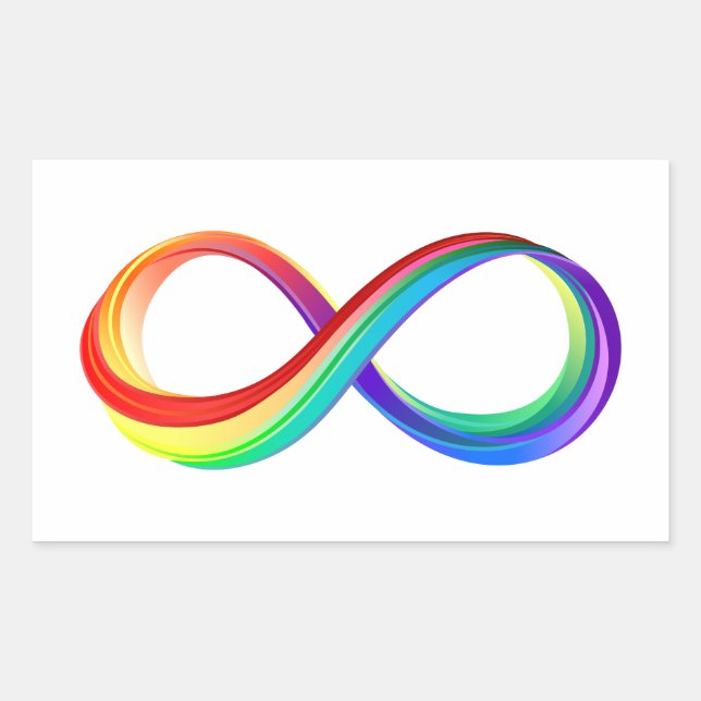 Pegatina Rectangular Símbolo infinito arcoiris en capas (Anverso)