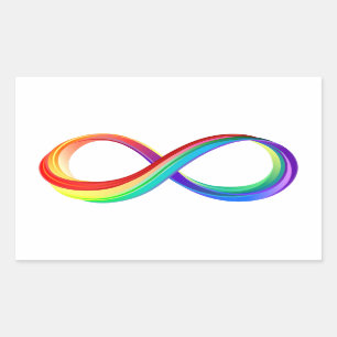 Pegatina Rectangular Símbolo infinito arcoiris en capas