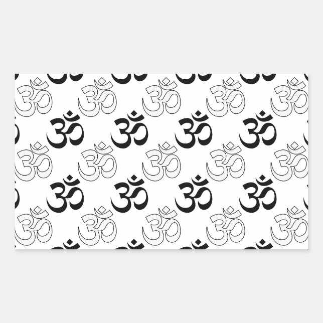 Pegatina Rectangular Símbolo Om, Aum (Anverso)