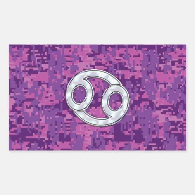 Pegatina Rectangular Símbolo zodiaco de Pearl Like Cancer en camo digit (Anverso)