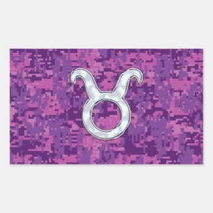 Pegatina Rectangular Símbolo zodiaco de Pearl Like Taurus en camo digit
