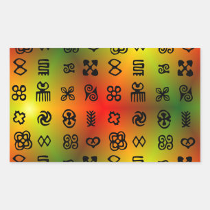 Pegatina Rectangular Símbolos Adinkra con colores africanos
