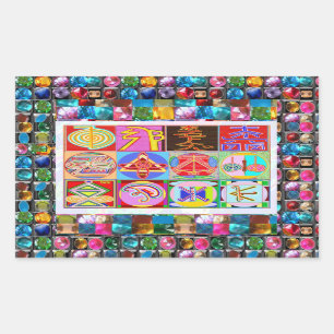Pegatina Rectangular Símbolos de NOVINO ReikiHealing n KARUNA Reiki