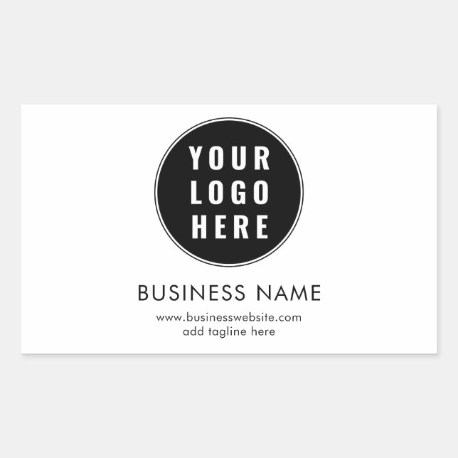Pegatina Rectangular Simple Business Logo and Website Promotional (Anverso)
