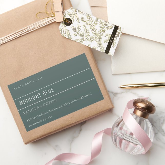 PEGATINA RECTANGULAR SIMPLE ELEGANTE AZUL GRIS MÍNIMO MODERNO (Regalar)